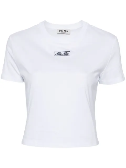 Miu Miu logo-embroidered cotton T-shirt