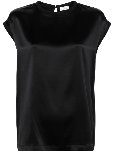 Brunello Cucinelli beaded-trim satin blouse
