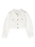 Monnalisa crystal-buttons denim jacket - White