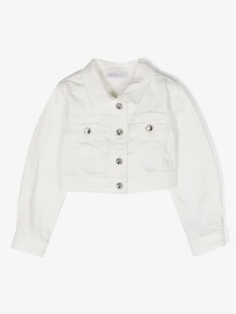 Monnalisa crystal-buttons denim jacket