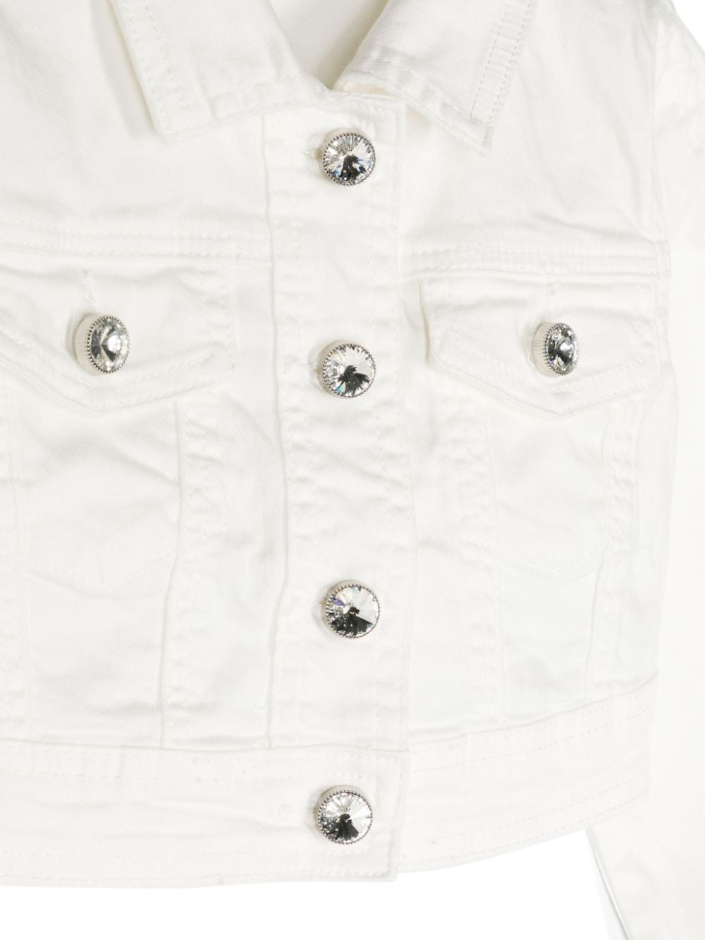Shop Monnalisa Crystal-buttons Denim Jacket In White