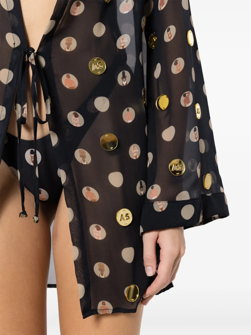 Amir Slama Zijden blouse met print Zwart