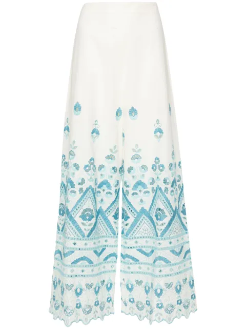 ETRO embroidered-detail cotton trousers
