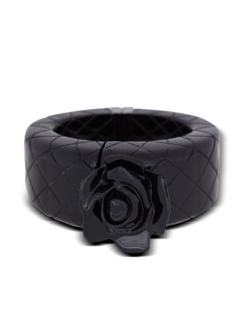 Balmain rose-appliqué engraved bracelet