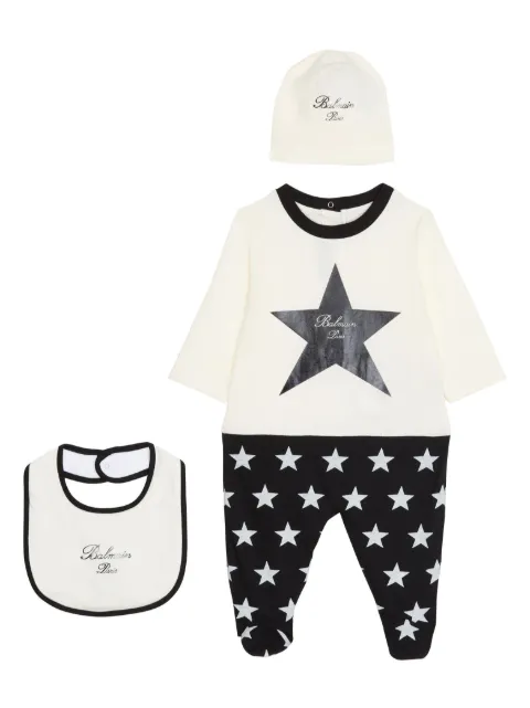 Balmain Kids star-print cotton babygrow set