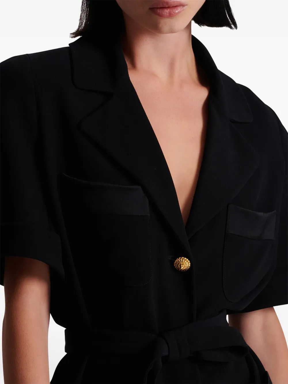 Balmain belted crepe short-sleeve shirt Women