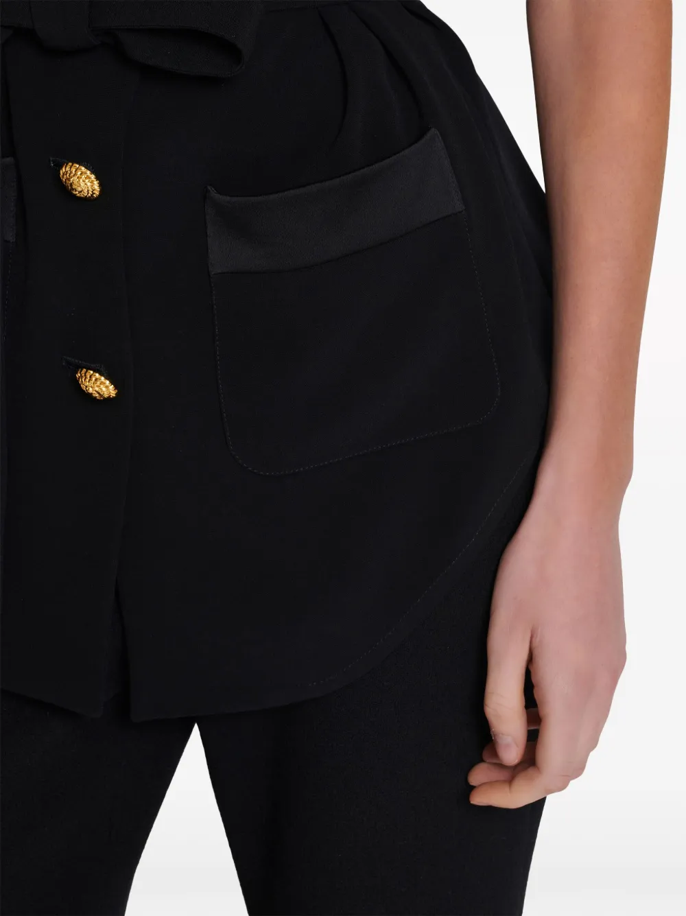 Balmain belted crepe short-sleeve shirt Women