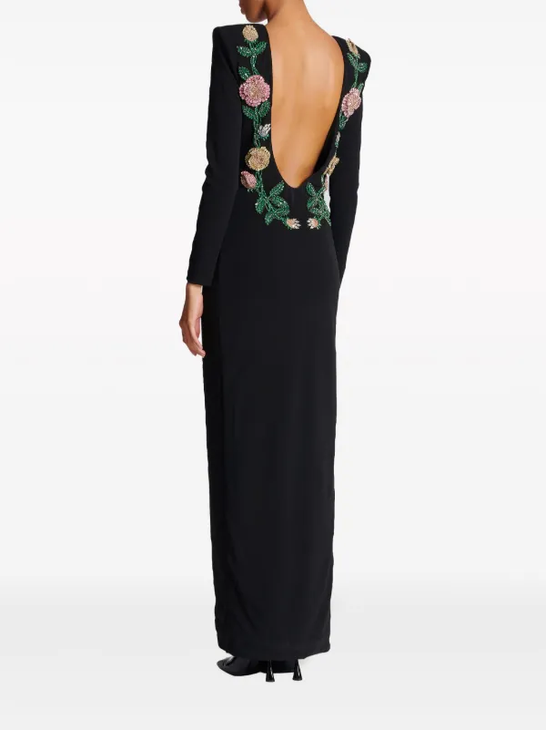Balmain Sequinned Backless Gown | Black | FARFETCH