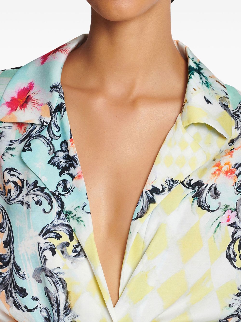 Balmain baroque-print belted shirt Women