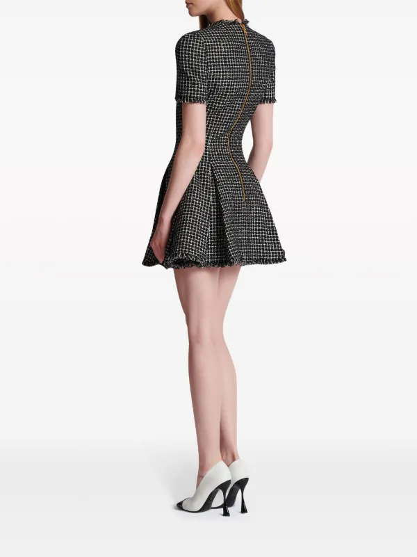 Balmain Tweed Flared Minidress | Black | FARFETCH