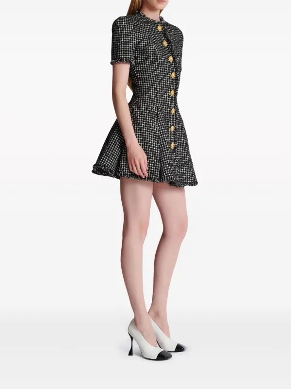 Balmain Tweed Flared Minidress | Black | FARFETCH