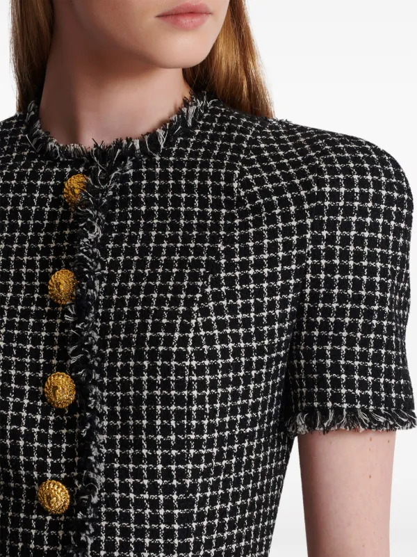 Balmain Tweed Flared Minidress | Black | FARFETCH