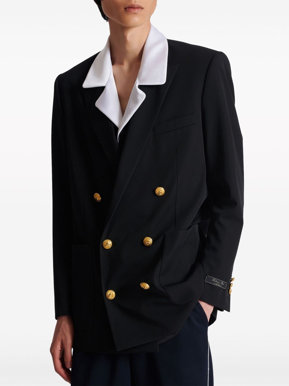 Balmain logo-patch double-breasted blazer Men