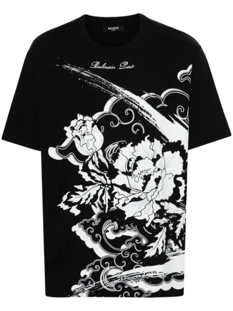Balmain playera con estampado Flower