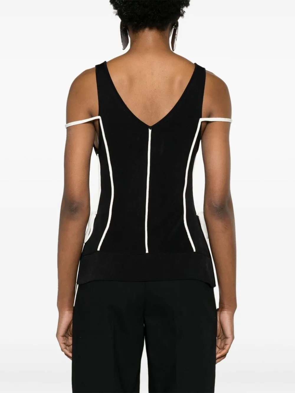 3.1 Phillip Lim V-neck Striped Tank Top In Midnight-ivory