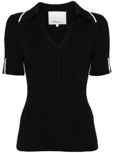3.1 Phillip Lim playera tipo polo tejida de canalé