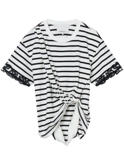 T-shirt drapé à détails en dentelle - 3.1 Phillip Lim - Modalova