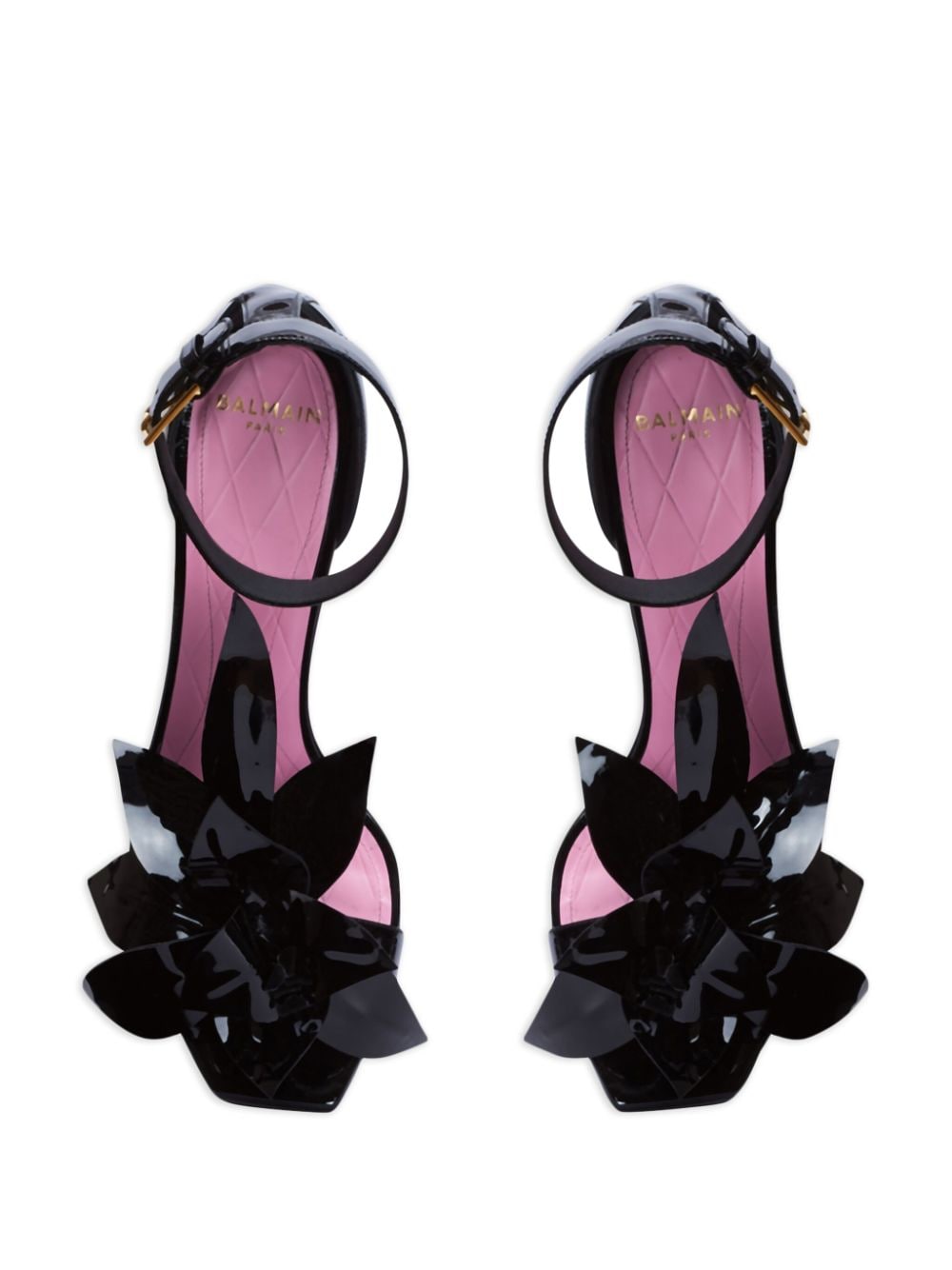 Shop Balmain Ruby 95mm Leather Sandals In Black