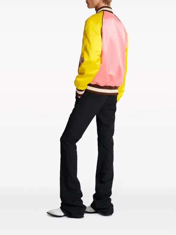 Balmain Tiger-embroidered Satin Bomber Jacket | Pink