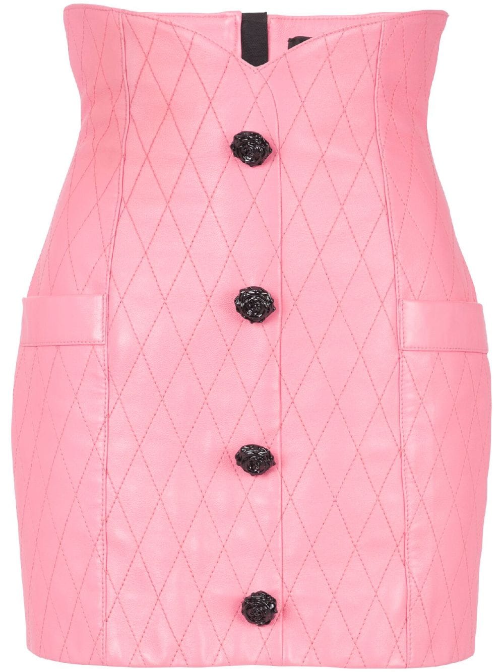 Image 1 of Balmain quilted leather tulip skirt