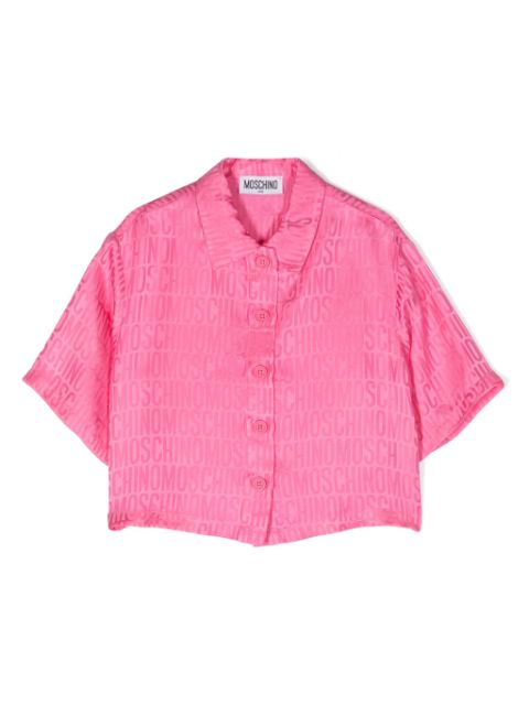 Moschino Kids monogram-jacquard satin shirt