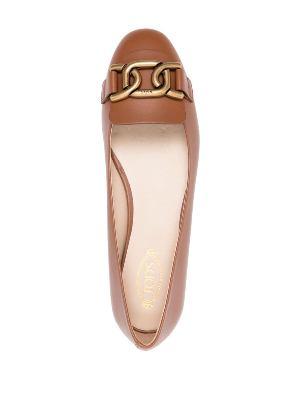 Shop Tod's Round-toe Leather Ballerina Shoes In Brown