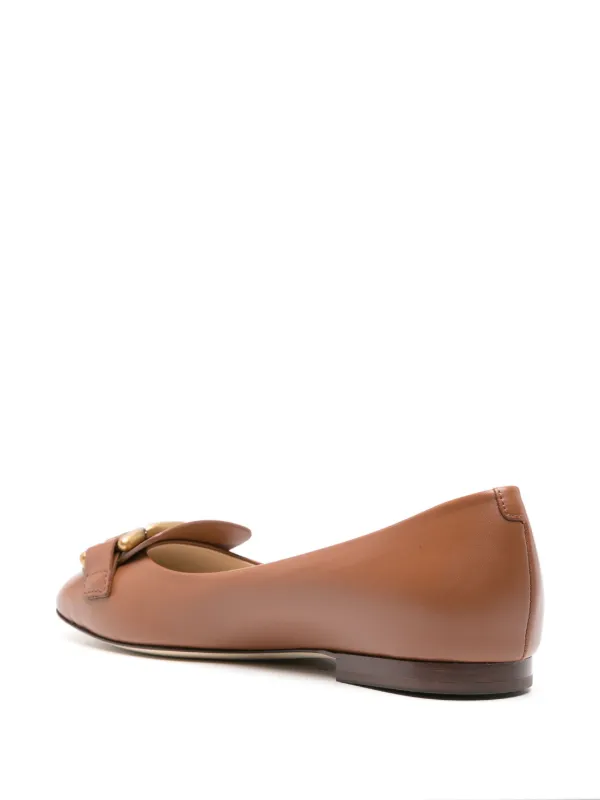 TOD'S ダークブラウン フラットシューズ Tod's レザーフラットシューズ | ブラウン | FARFETCH JP