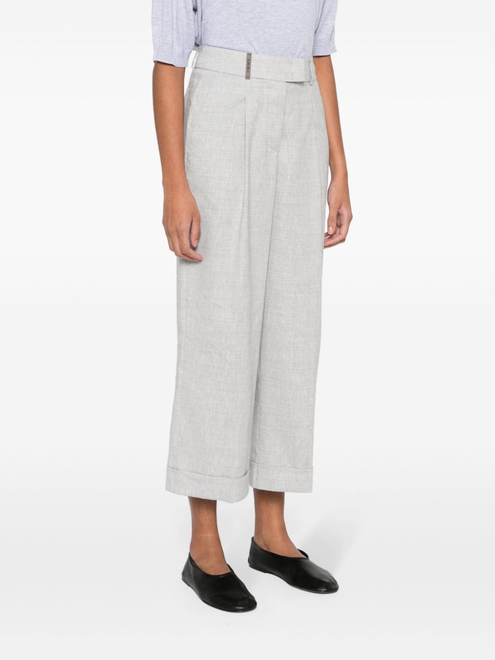 Shop Peserico Pleat-detailing Palazzo Pants In Grey