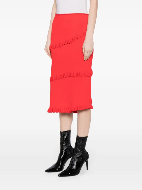 JNBY Asymmetric Midi Skirt Red FARFETCH IN