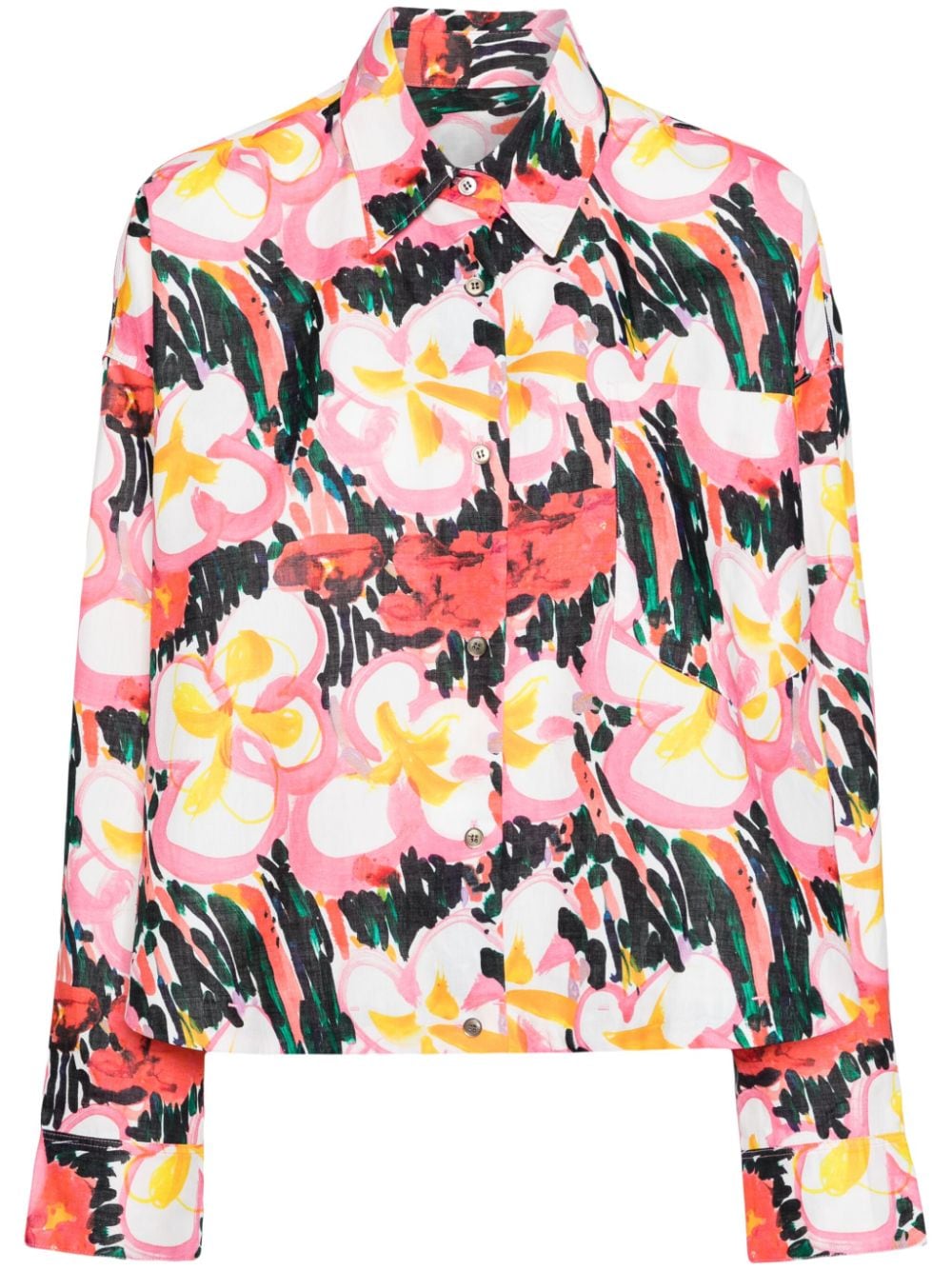 Jnby Oversized Floral-print Blouse In 彩色