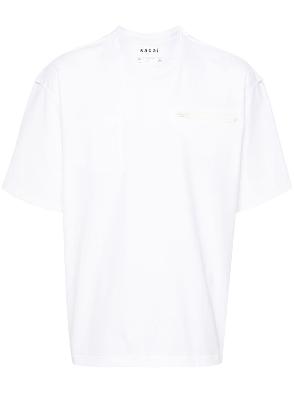 Shop Sacai Seam-detail Cotton T-shirt In White