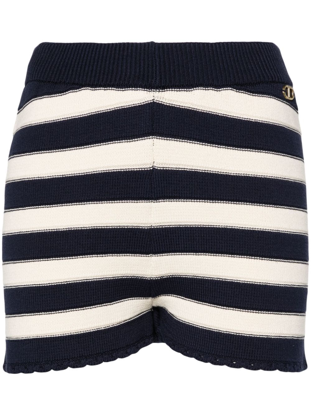 Twinset Striped Knitted Mini Short In Blue
