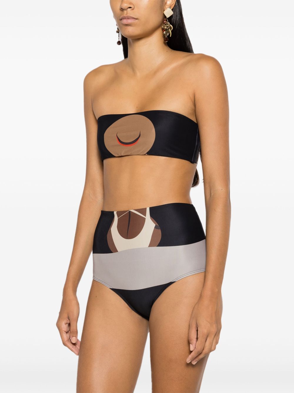 Amir Slama Bikini met grafische print Zwart