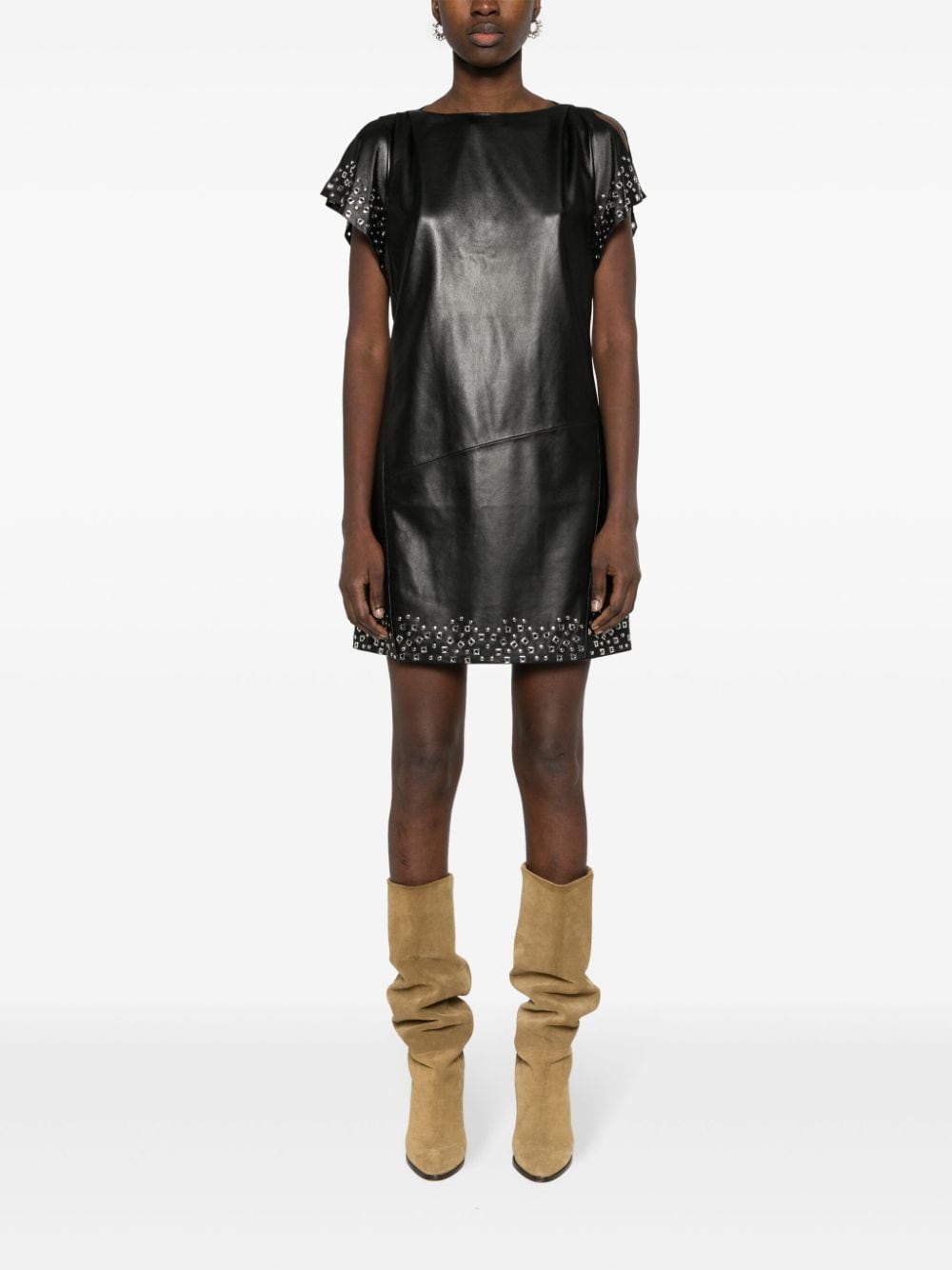 Shop Isabel Marant Evani Leather Dress In Black