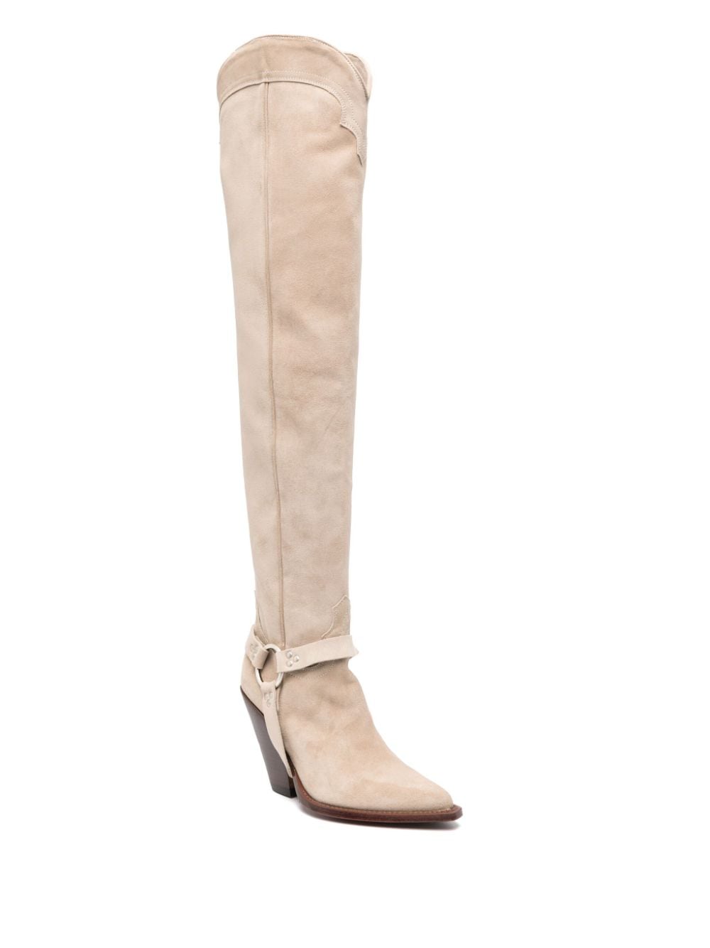 Shop Sonora Reynosa Belt 90mm Suede Boots In Neutrals