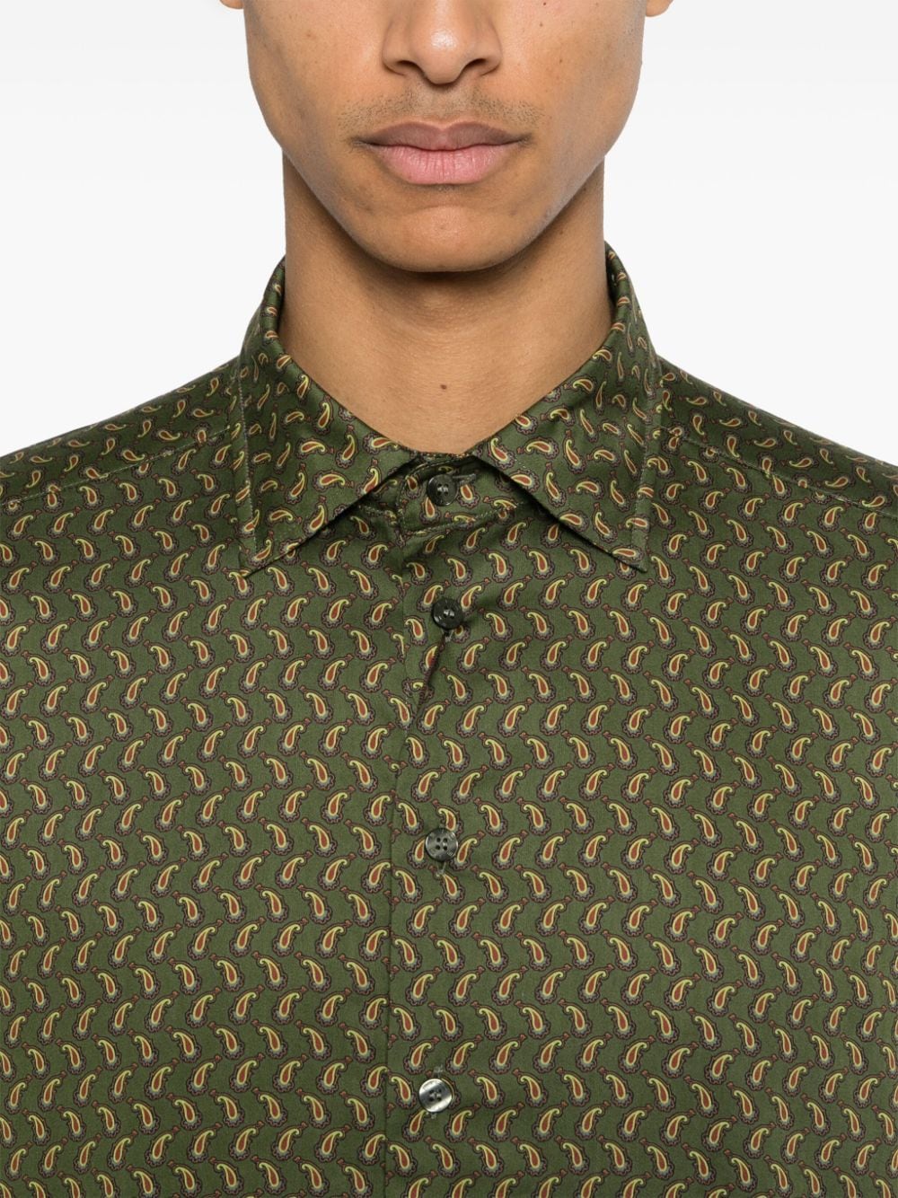 Shop Etro Paisley-print Cotton Shirt In Green