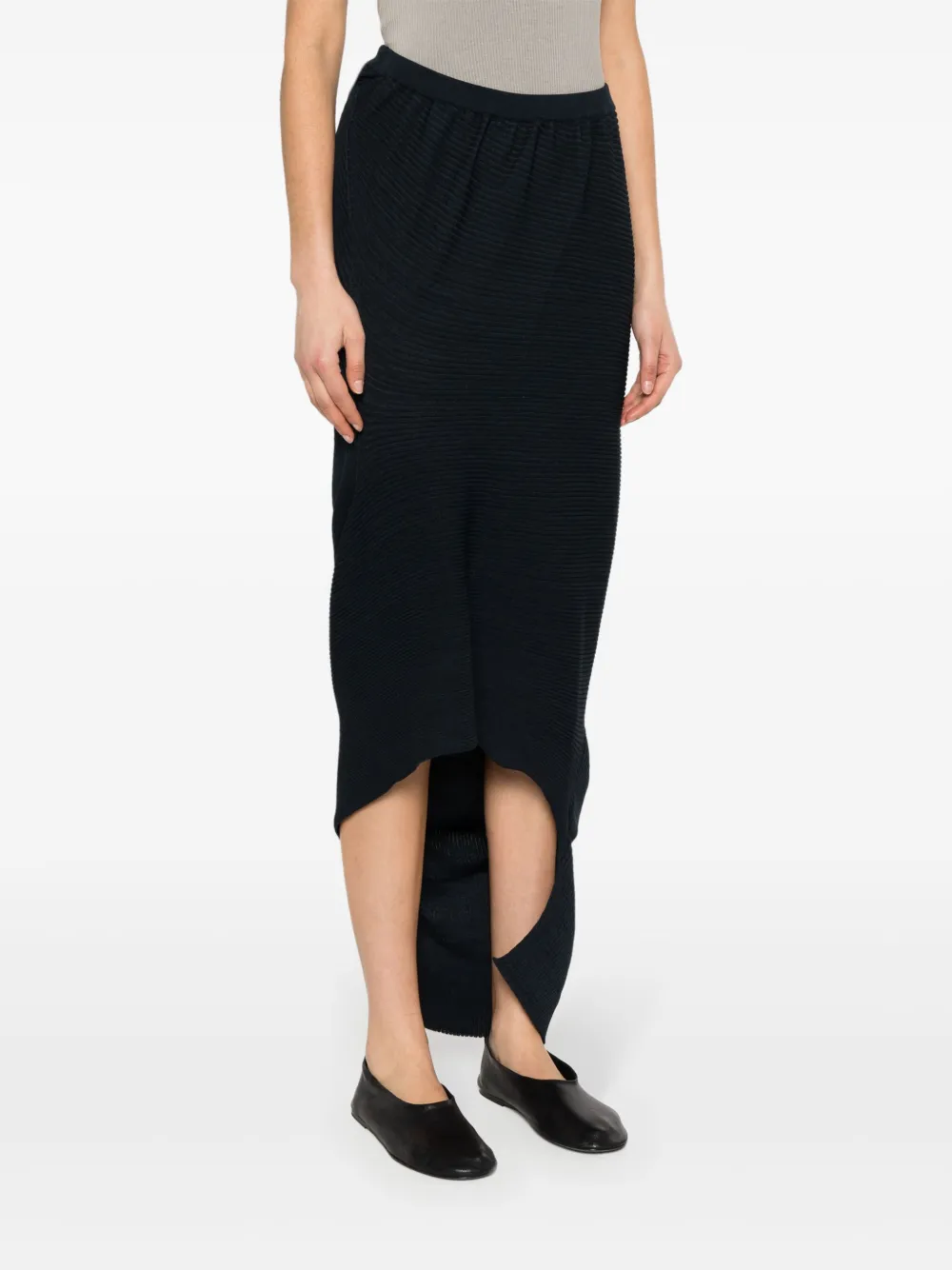 Shop Issey Miyake Aerate Asymmetric Skirt In Blue