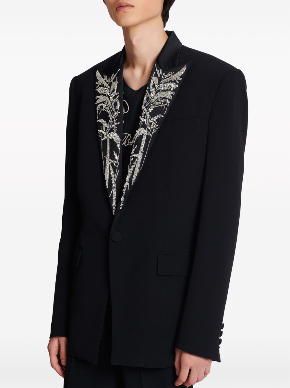 Balmain Bamboo-embroidered single-breasted blazer Men