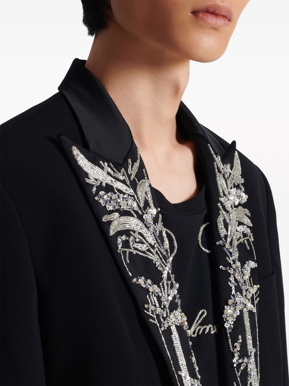 Balmain Bamboo-embroidered single-breasted blazer Men