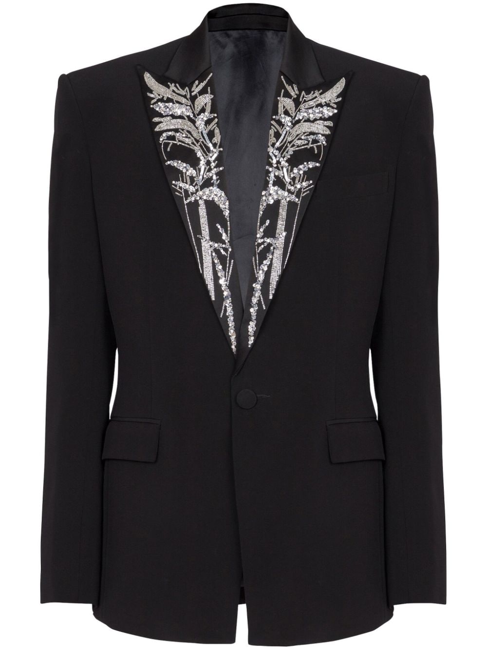 Shop Balmain Bamboo-embroidered Single-breasted Blazer In Black