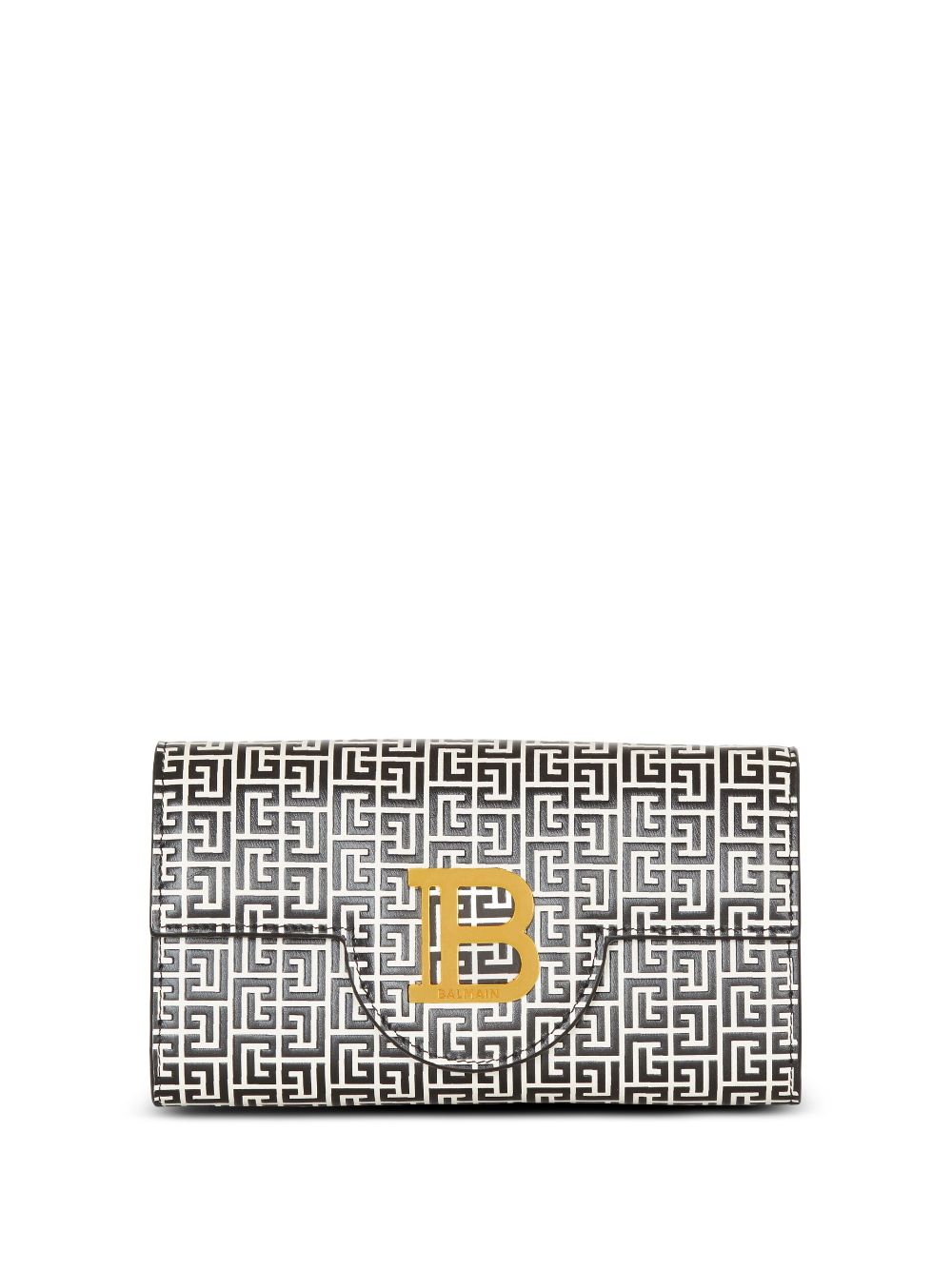 Balmain B-Buzz portemonnee van reliëf kalfsleer met een PB Labyrinth monogram Black Dames