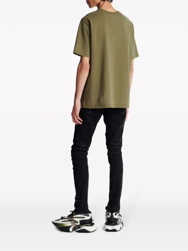 Balmain logo-embroidered Cotton T-shirt Green FARFETCH JO