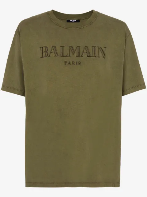 Balmain logo-embroidered cotton T-shirt