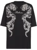 Balmain Dragon-embroidered cotton T-shirt - Black