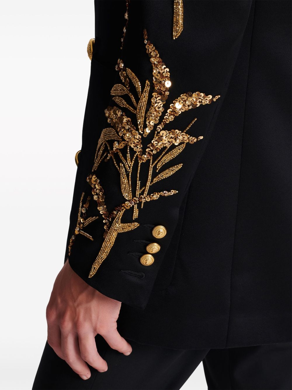 Balmain Bamboo-embroidered satin blazer Men