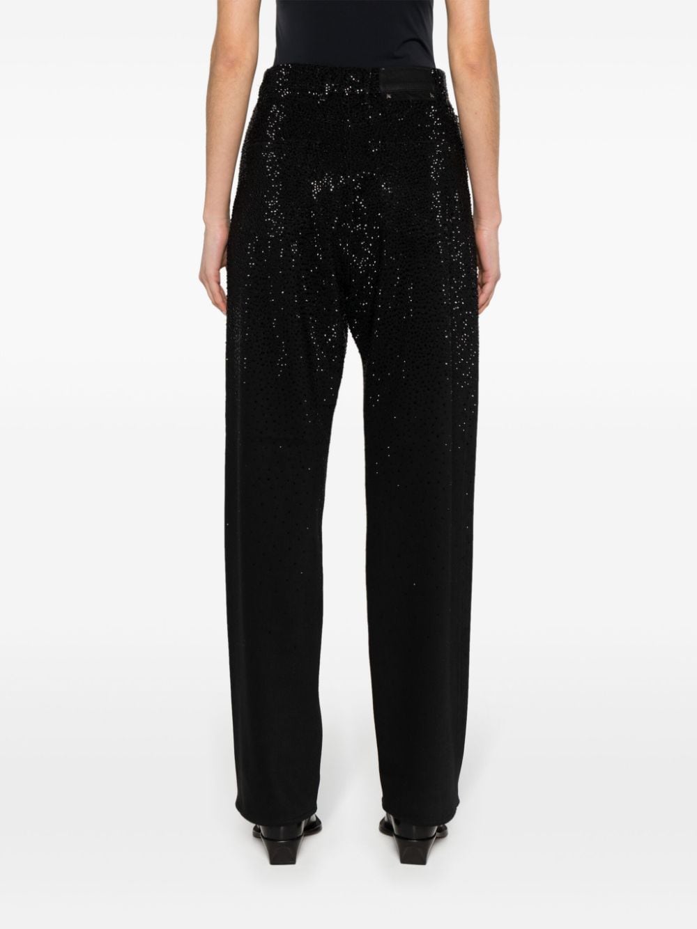 Shop Golden Goose Crystal-embellished Tapered Jeans In Black