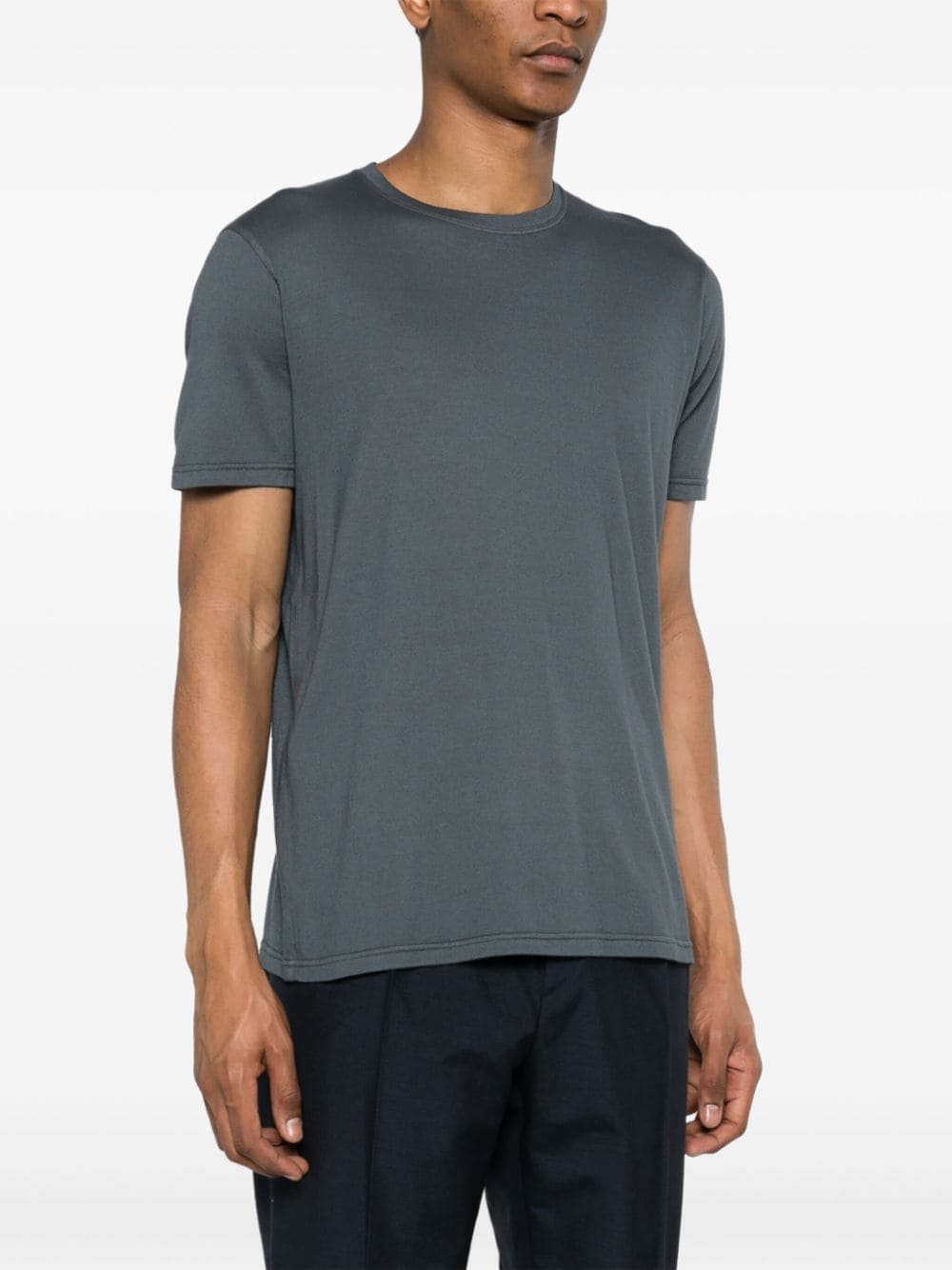 Shop Kiton Cotton-cashmere-blend T-shirt In Grey