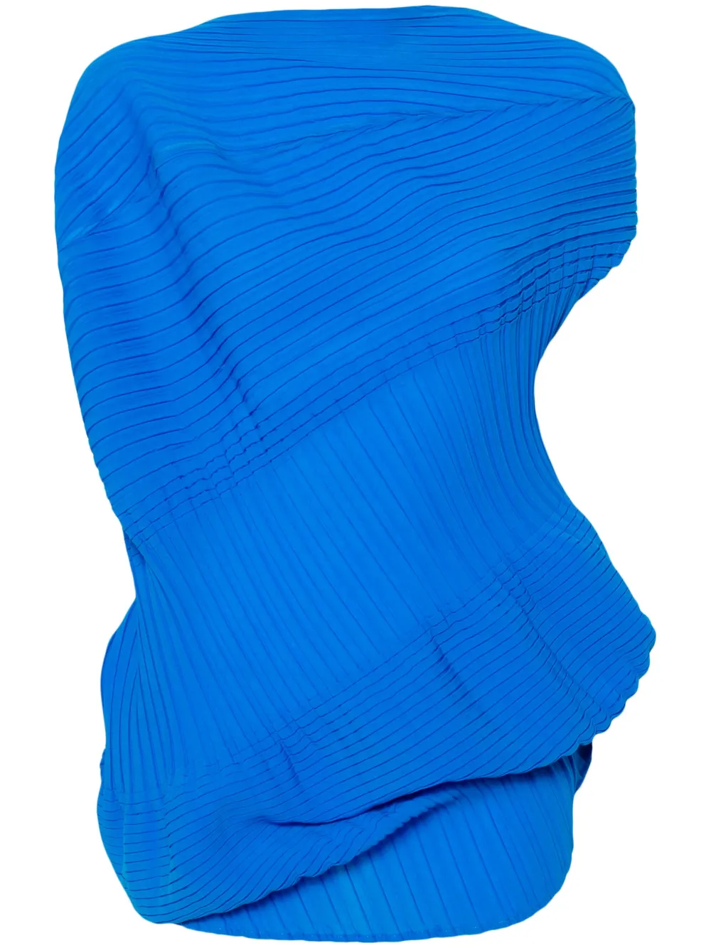 Issey Miyake Aerate Pleats 不对称长款上衣 In Blue