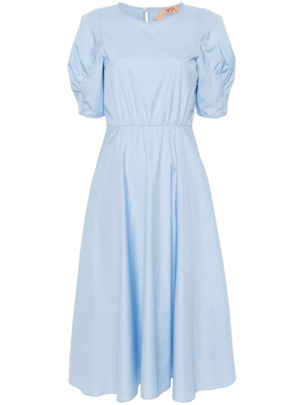 Shop N°21 Puff-sleeves Poplin Dress In Blue