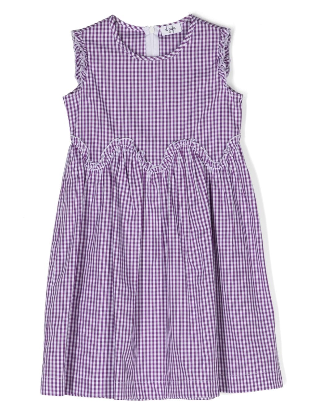 Il Gufo Kids' Gingham-pattern Cotton Dress In Purple